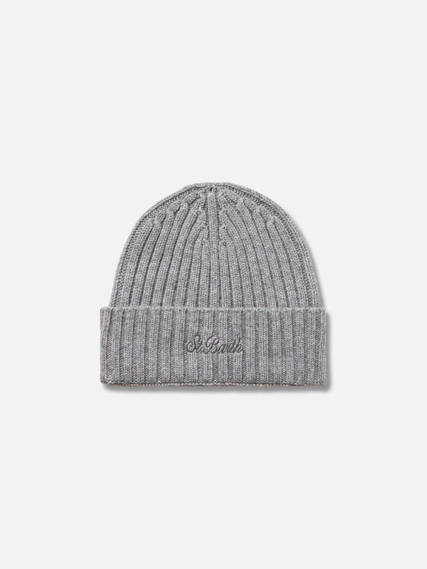 Man mèlange grey cashmere blend ribbed hat Wengen