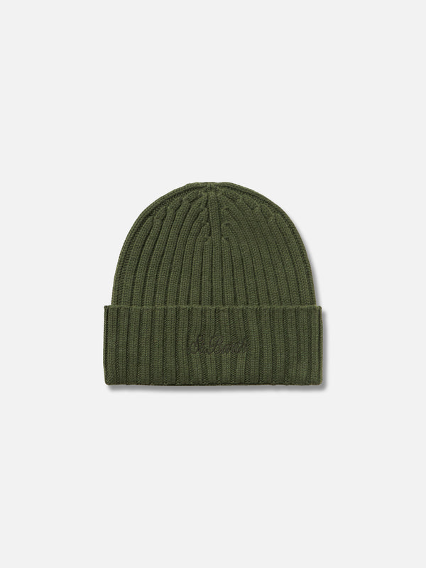 Man military green cashmere blend ribbed hat Wengen