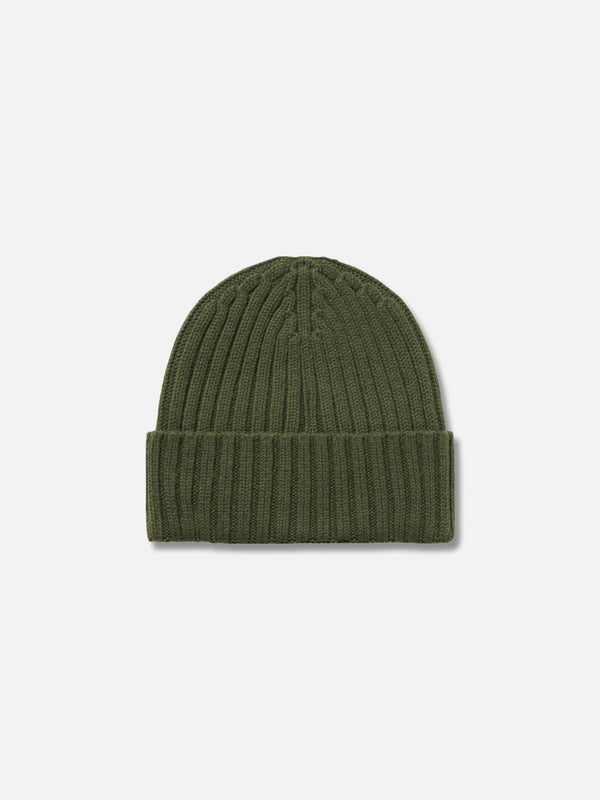 Man military green cashmere blend ribbed hat Wengen