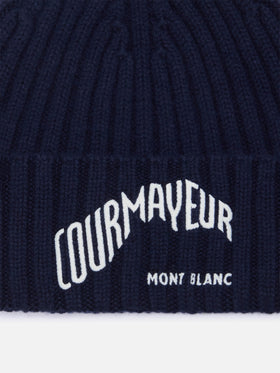 Bonnet Wengen marine blue avec broderie Courmayeur | Special edition 