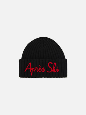 Wengen beanie in cashmere blend in black with Après Ski embroidery