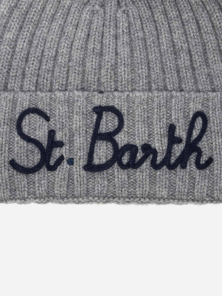 Wengen beanie in cashmere blend in grey with St. Barth embroidery