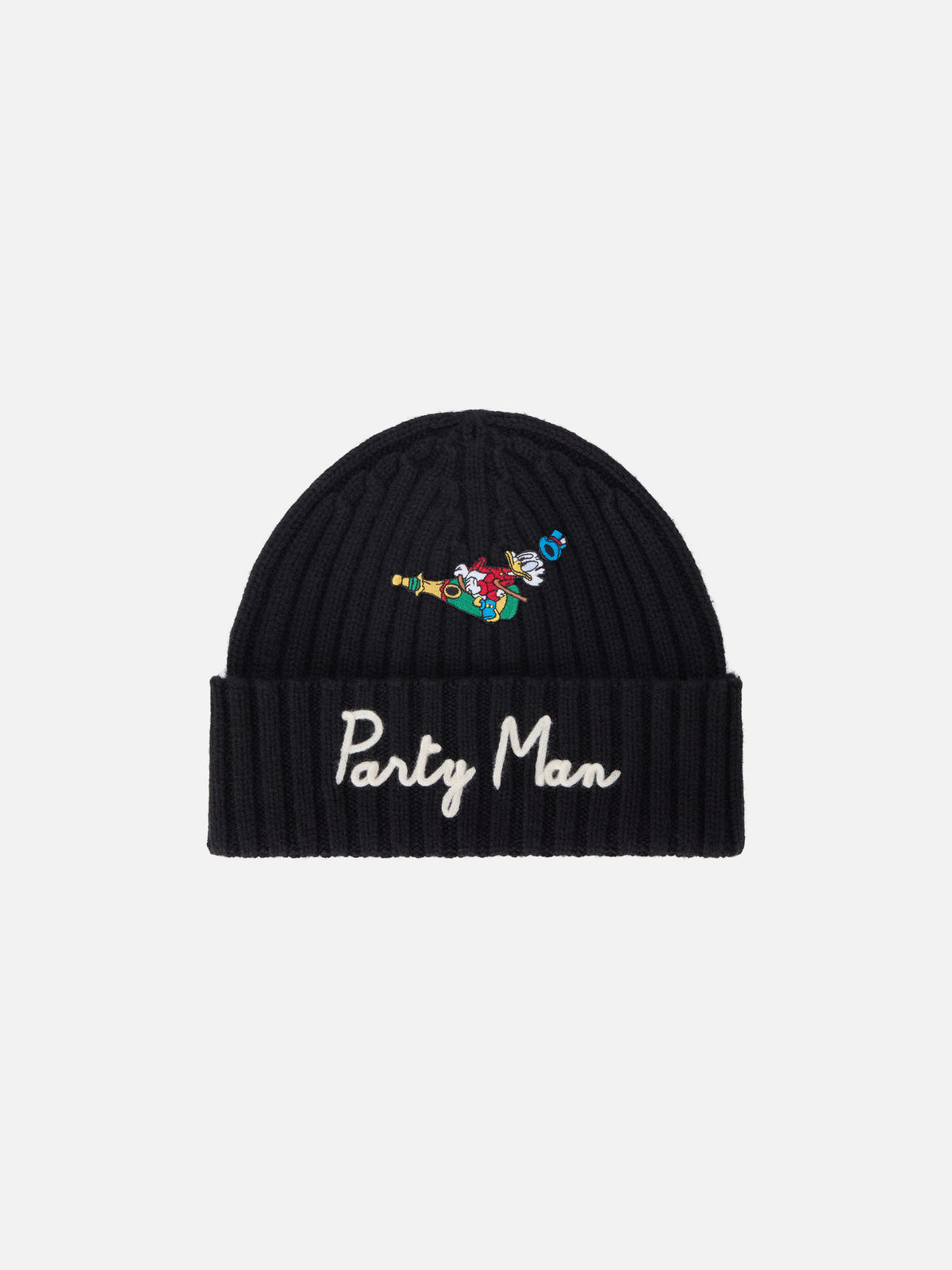Schwarze Wengen-Mütze mit Party Man-Stickerei und Patch | Special edition 
