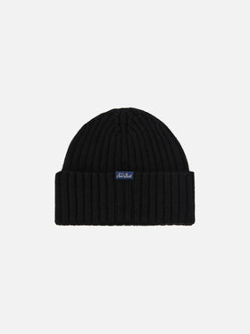 Beanie Wengen in black cashmere blend with Super G embroidery | SUPER G SPECIAL EDITION