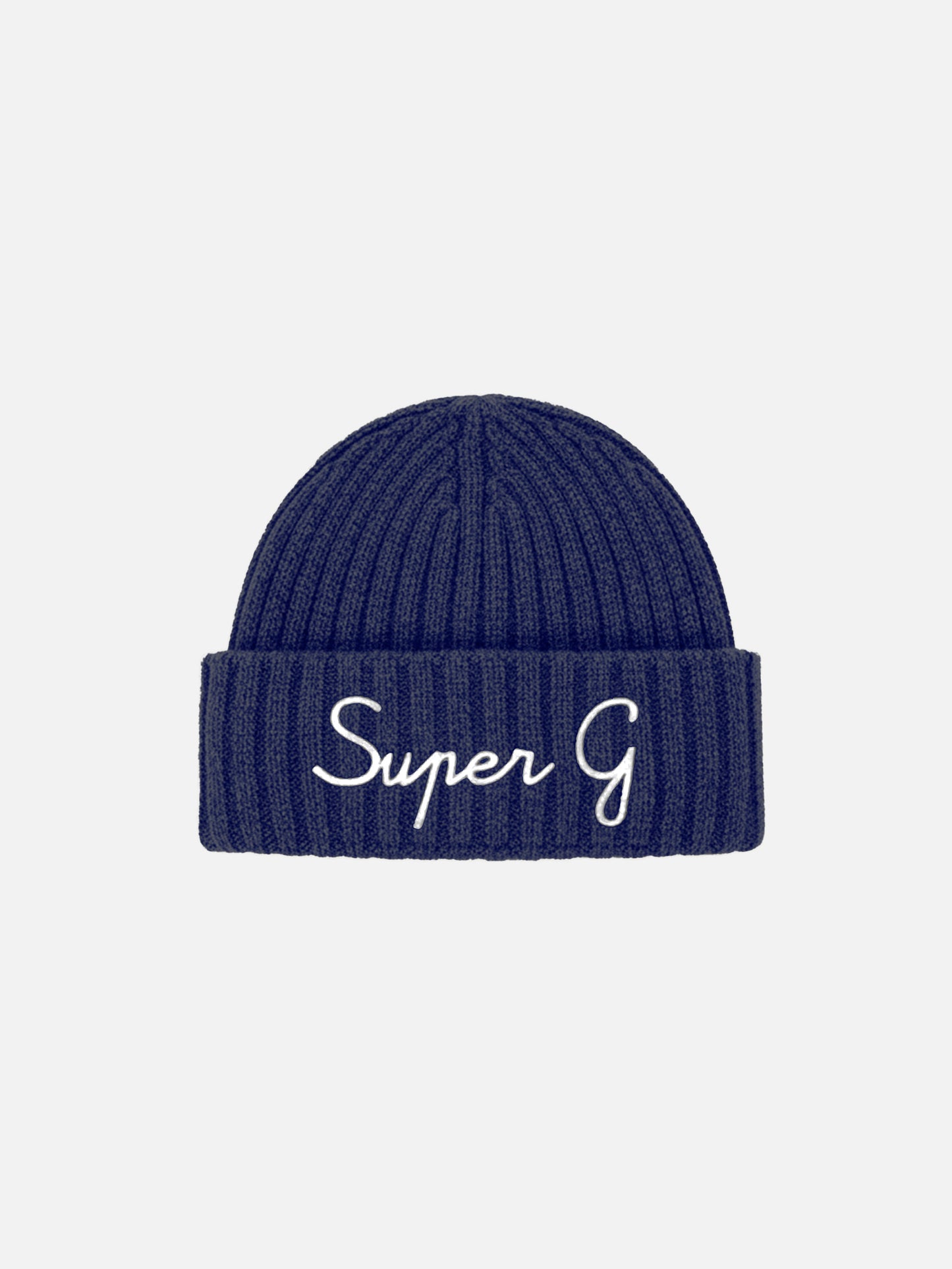 Beanie Wengen in misto cashmere blu con ricamo Super G | SUPER G SPECIAL EDITION