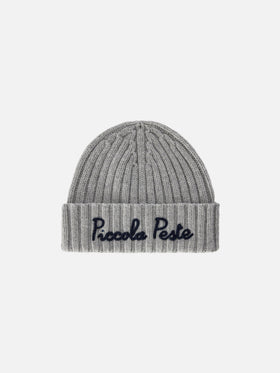 Grey Wengen beanie with Piccola Peste embroidery