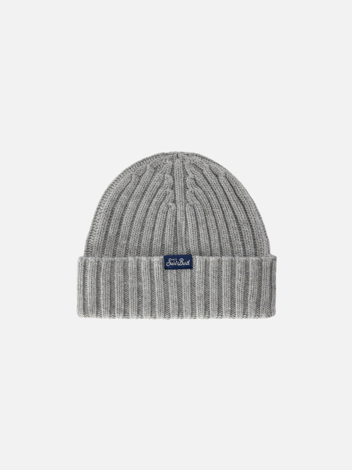 Grey Wengen beanie with Piccola Peste embroidery