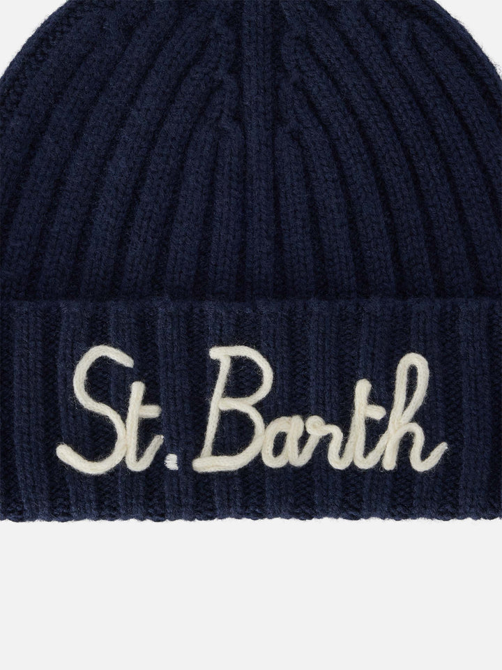 Berretto Wengen blu navy con ricamo St. Barth