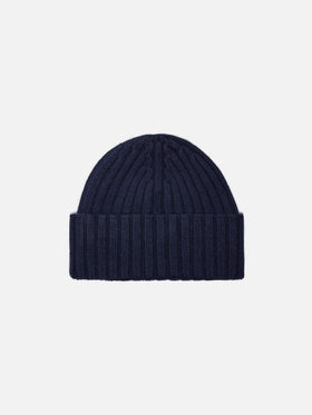 Wengen Jr beanie in cashmere blend in blue with St. Barth embroidery