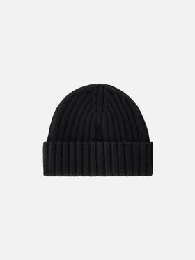 Gorro beanie Wengen negro con bordado del logo 