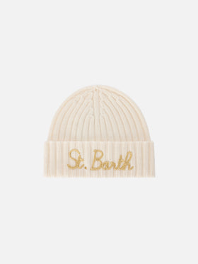 Gorro Wengen en blanco roto con bordado del logotipo 