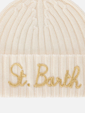 Gorro Wengen en blanco roto con bordado del logotipo 