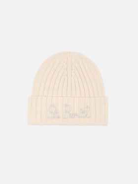 Girl white hat Wengen with St. Barth lurex embroidery