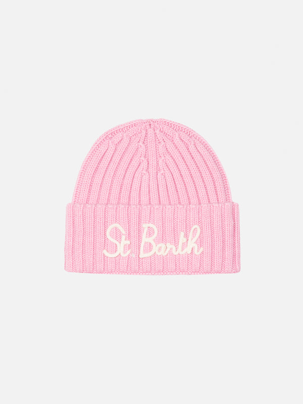 Cappello rosa da bambina Wengen con ricamo St. Barth