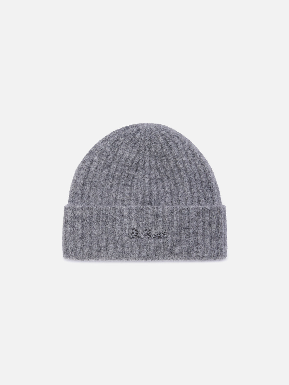 Grey Wengen alpaca blend beanie with logo embroidery