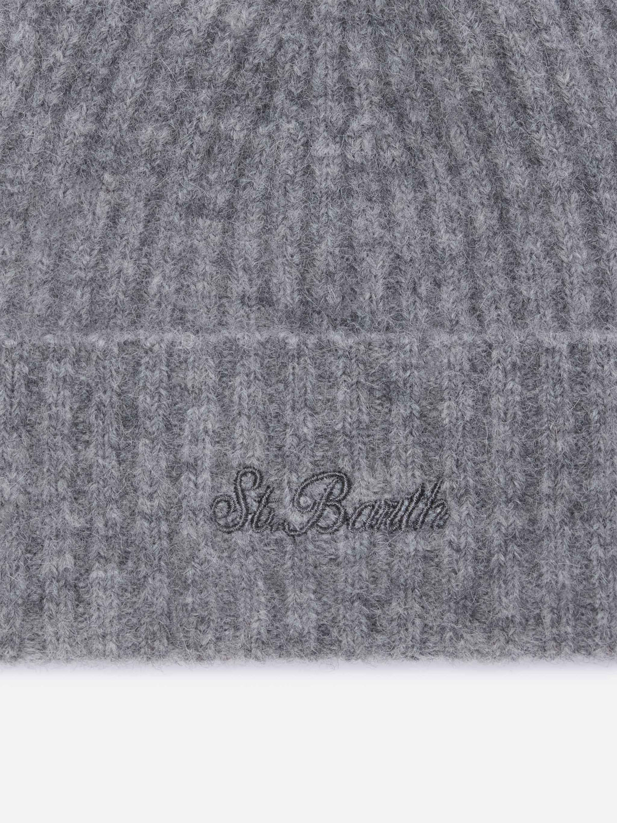 Grey Wengen alpaca blend beanie with logo embroidery