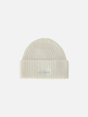 Wengen Beanie in Off-White aus Alpaka-Mix mit Logostickerei 
