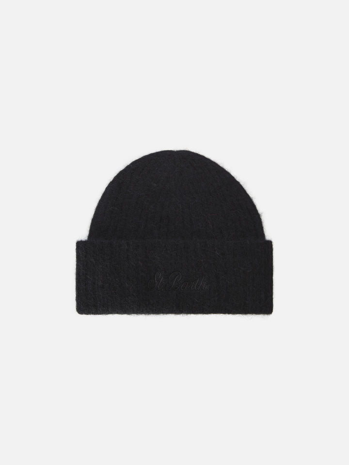 Black stretch alpaca hat Wengen