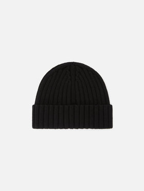Gorro de lana Wengen negro con bordado del logo 
