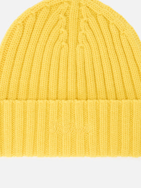 Yellow Wengen wool beanie with logo embroidery