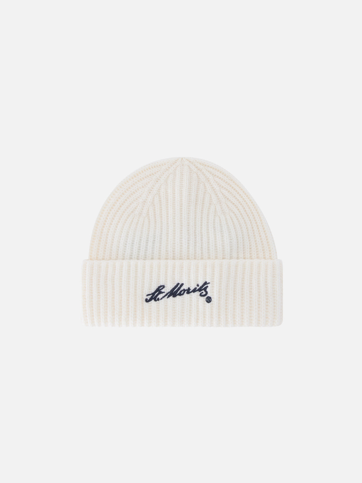 Gorro beanie Wengen de cachemira off white con bordado St. Moritz | Special edition 