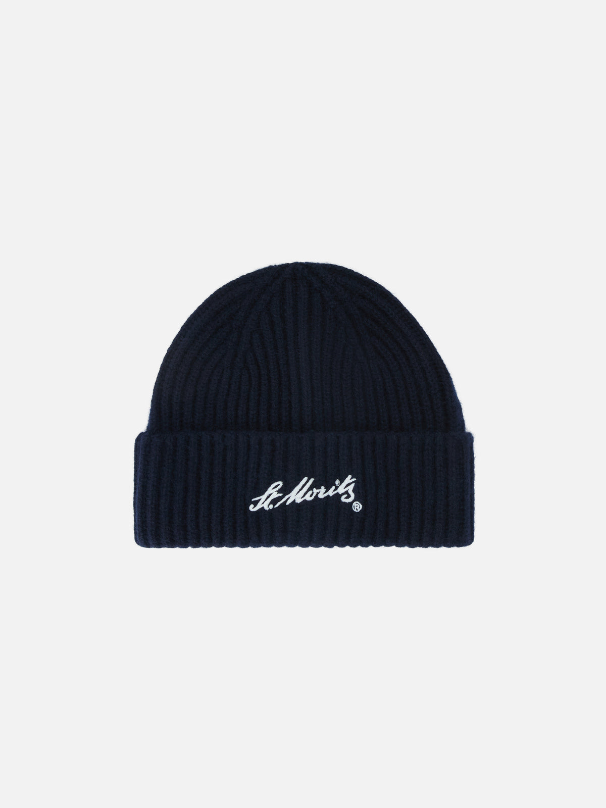 Gorro de cashmere Wengen Navy blue con bordado St. Moritz | Special edition 