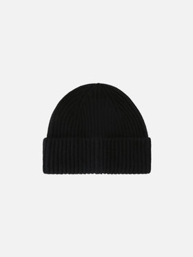 Gorro Wengen de cashmere negro con bordado St. Moritz | Special edition 