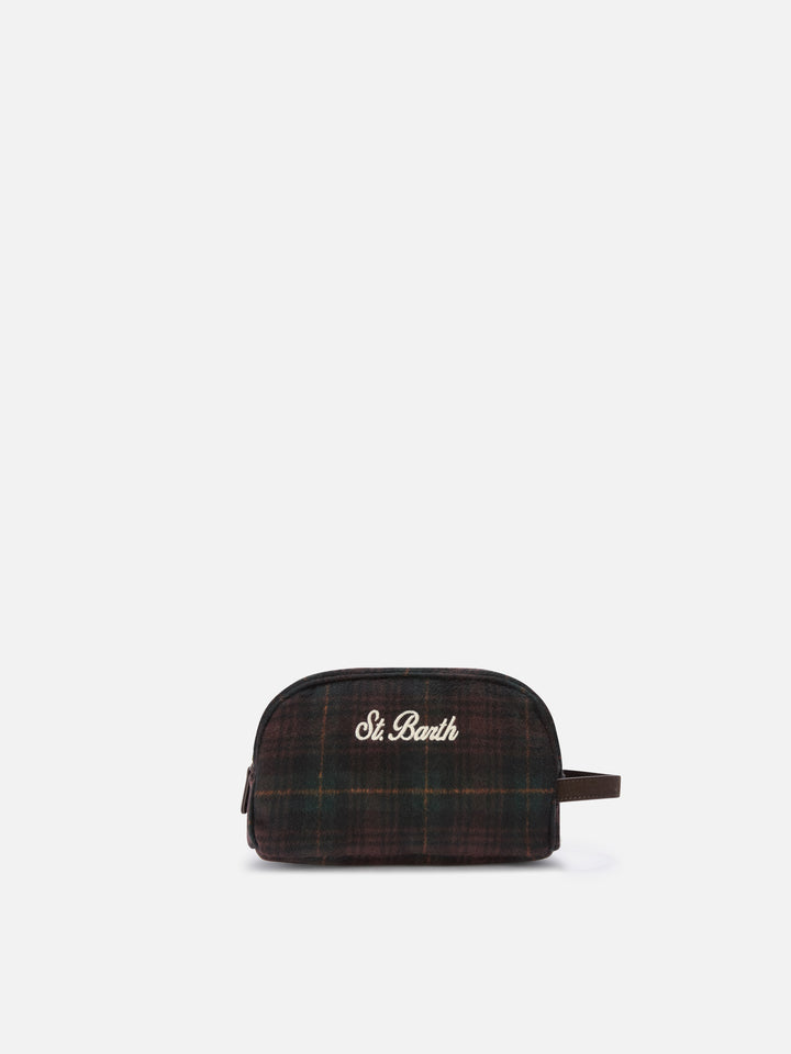 Trousse de beauté Westwood en mélange de laine avec motif tartan 