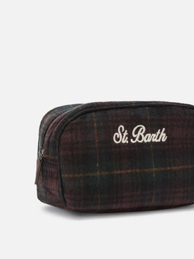 Westwood wool blend beauty case with tartan pattern