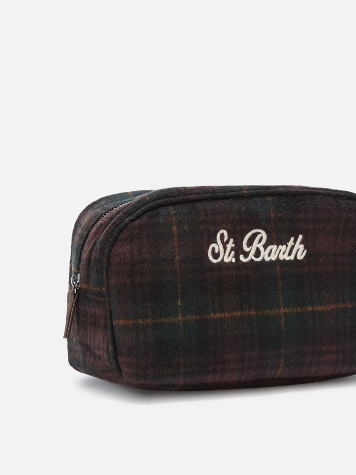 Trousse de beauté Westwood en mélange de laine avec motif tartan 
