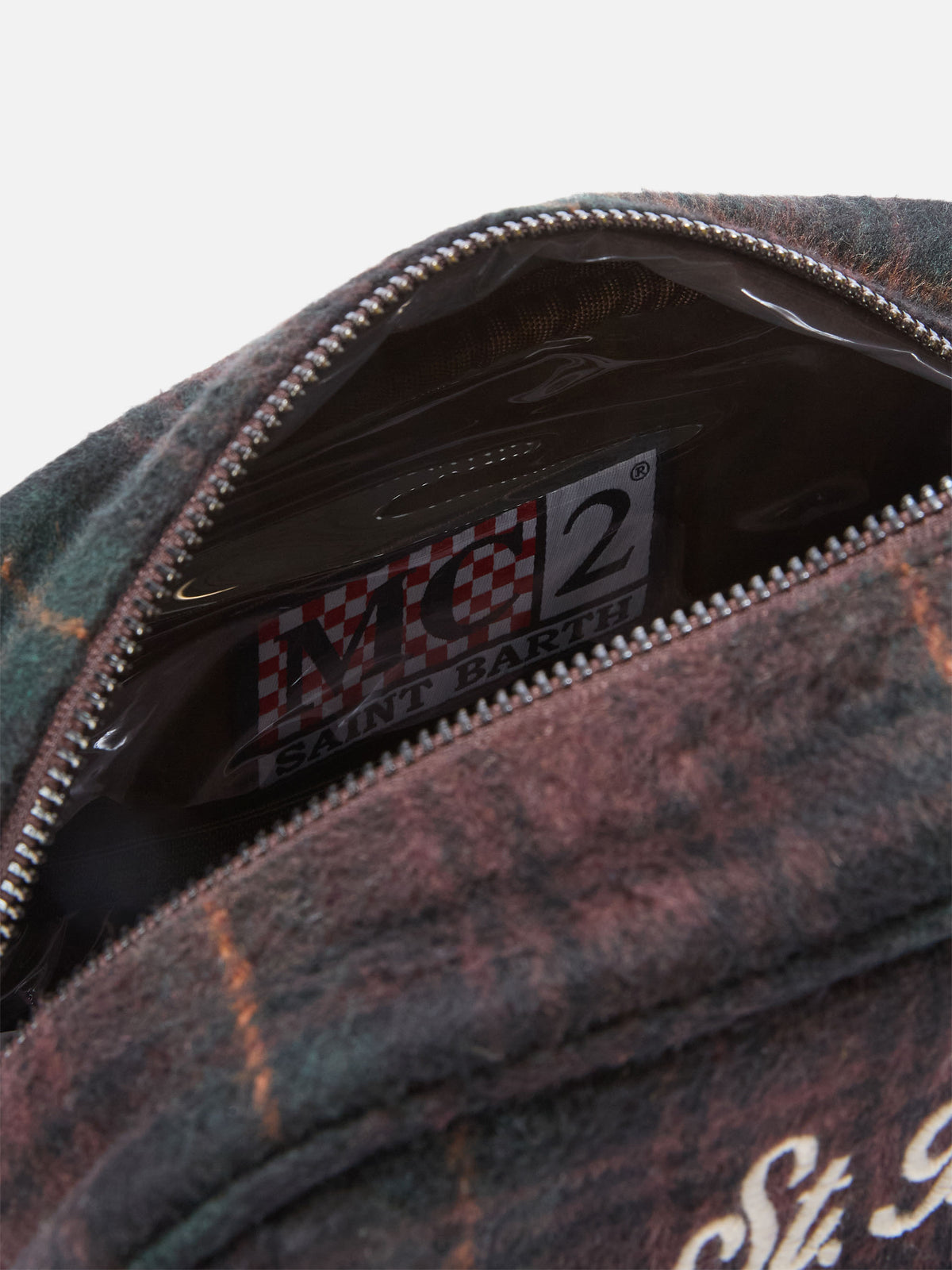 Westwood wool blend beauty case with tartan pattern