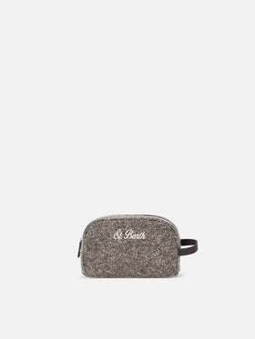 Grey Westwood wool blend beauty case with twill pattern