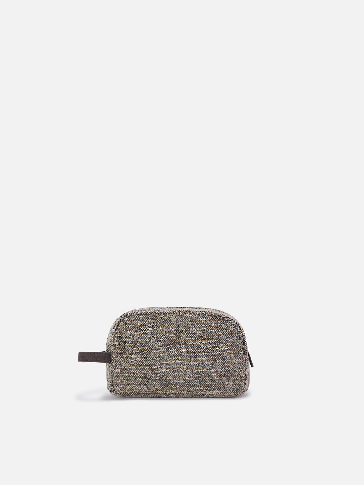 Grey Westwood wool blend beauty case with twill pattern