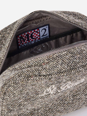 Grey Westwood wool blend beauty case with twill pattern
