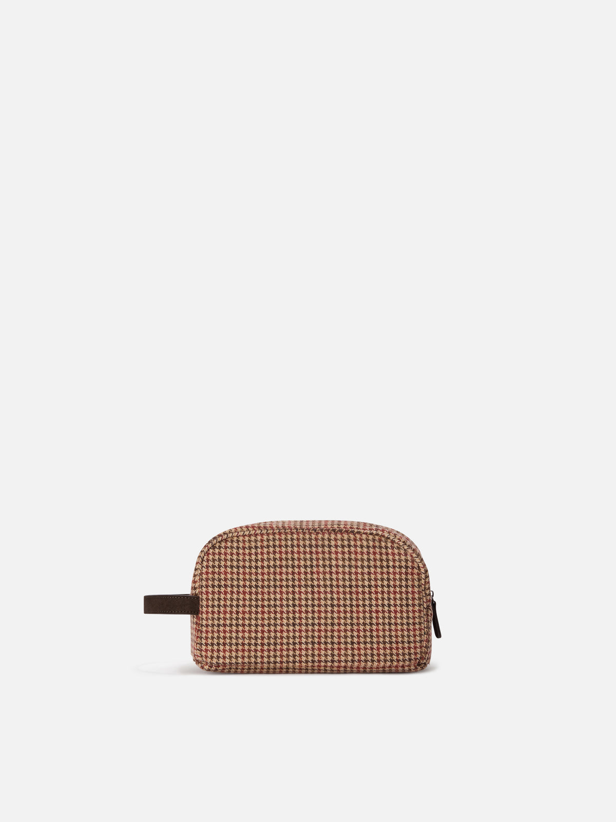 Beige Westwood wool blend beauty case with houndstooth pattern
