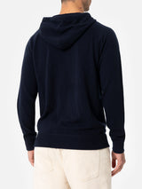 Man navy blue cashmere blend hooded sweater Willbur