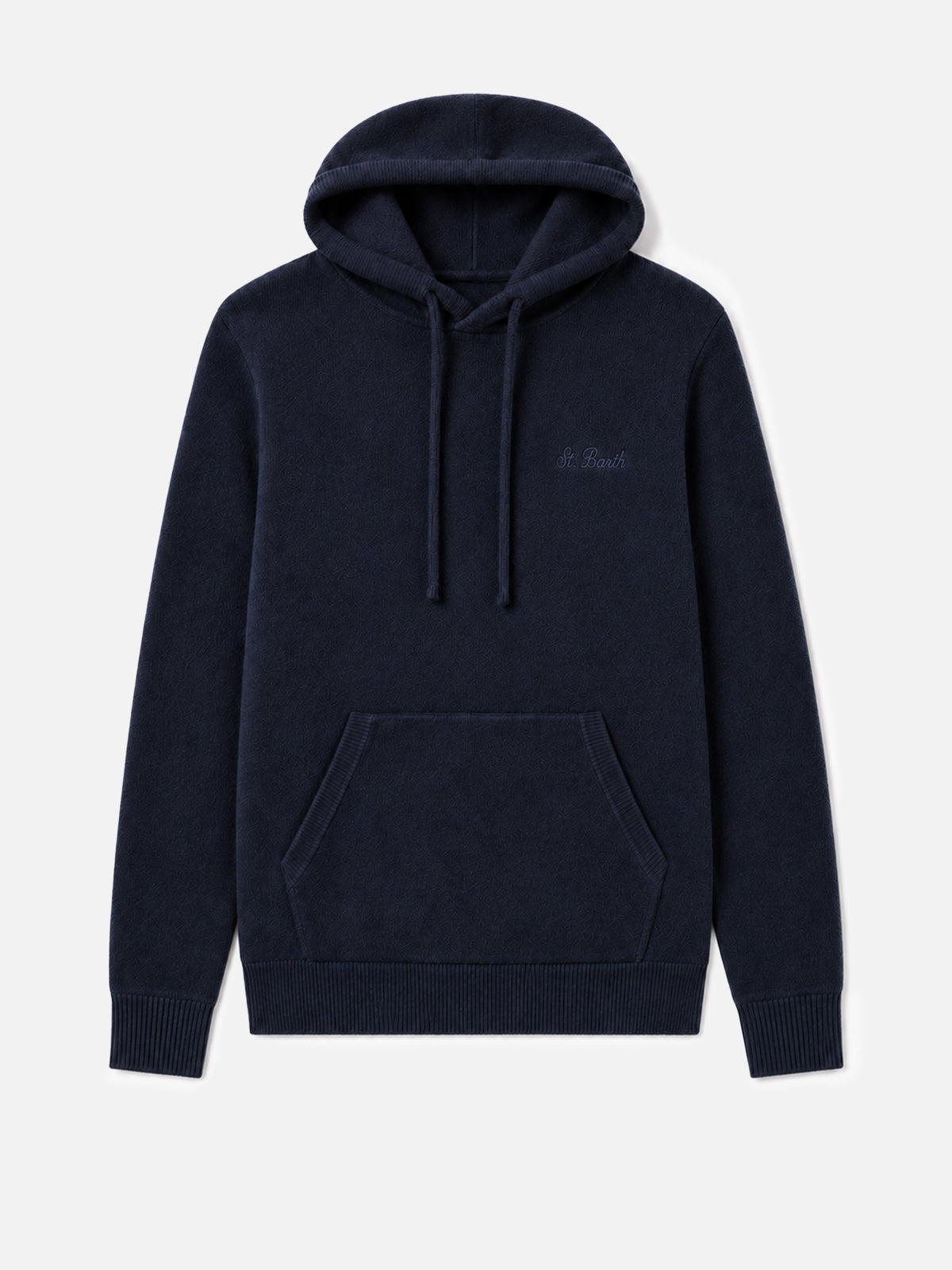 Navy blue Mahony hooded sweater in lambswool