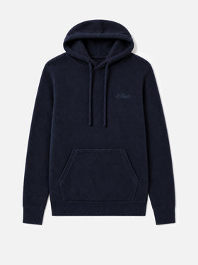 Navy blue Mahony hooded sweater in lambswool
