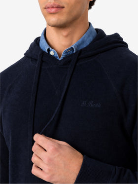 Navy blue Mahony hooded sweater in lambswool