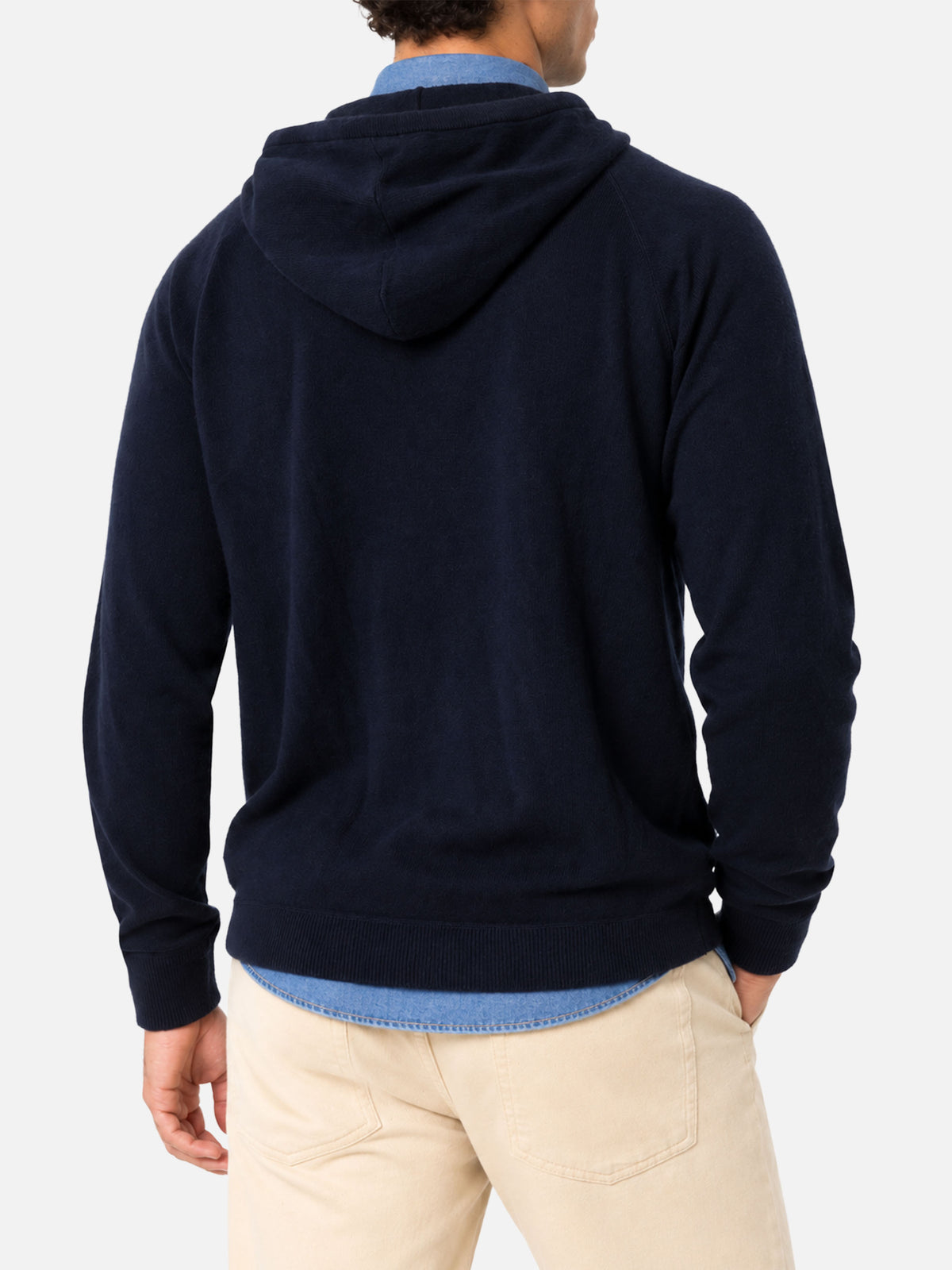 Navy blue Mahony hooded sweater in lambswool