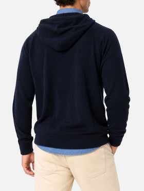 Navy blue Mahony hooded sweater in lambswool