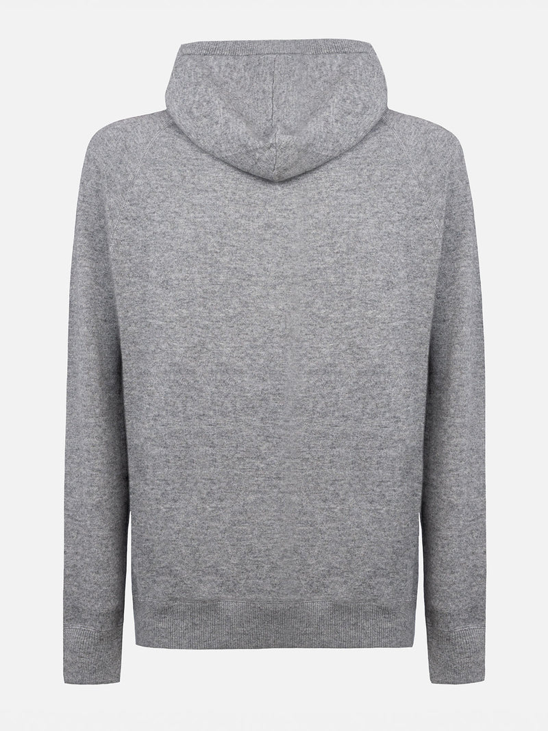 Man mélange grey blended cashmere hooded sweater Willbur