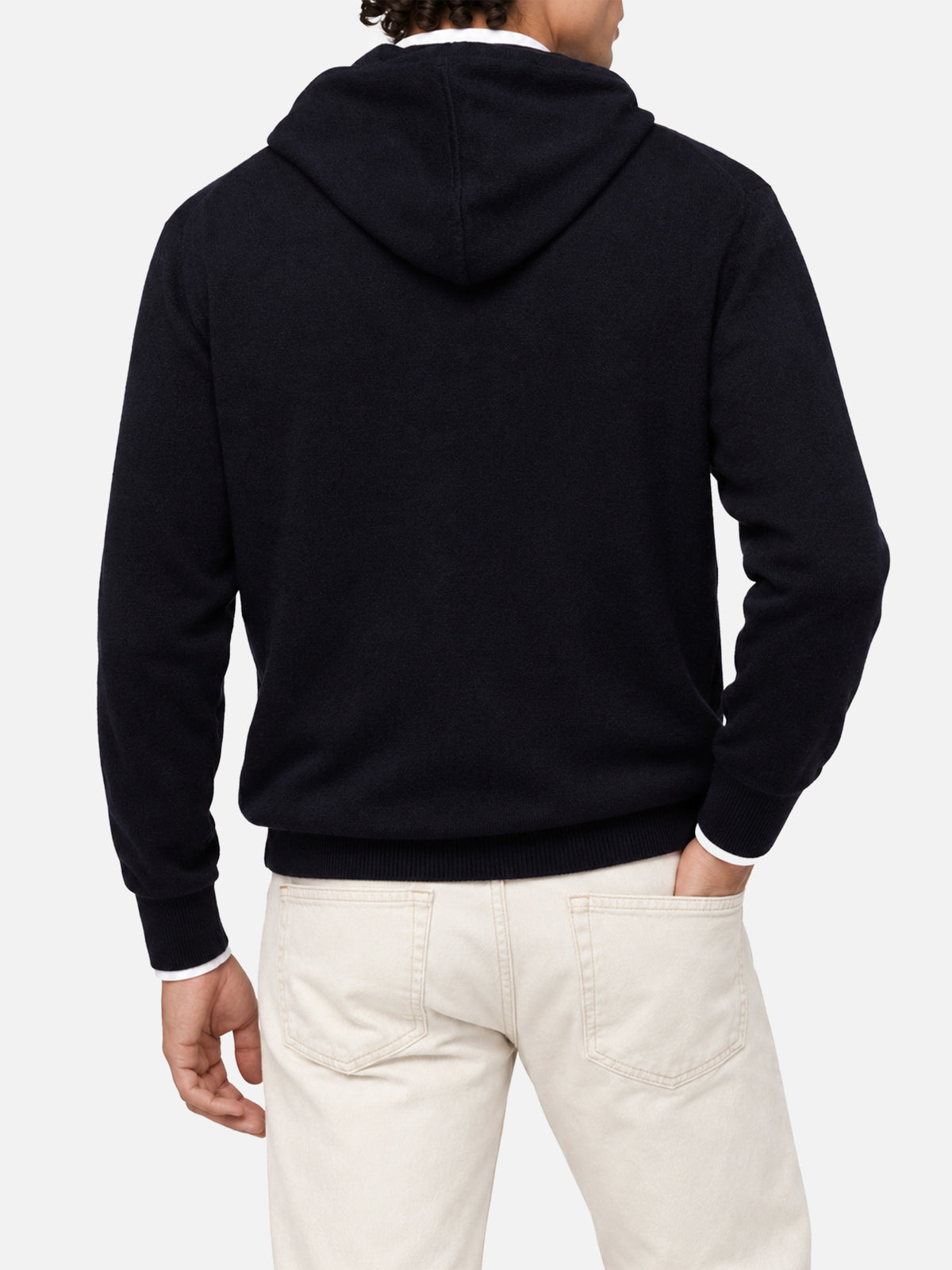 Felpa con cappuccio Wood blu navy con jacquard St. Barth College