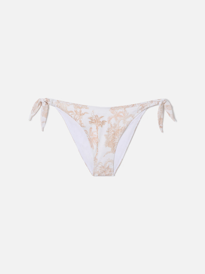 Bikini Gaia Yali con stampa toile de jouy bianco e beige