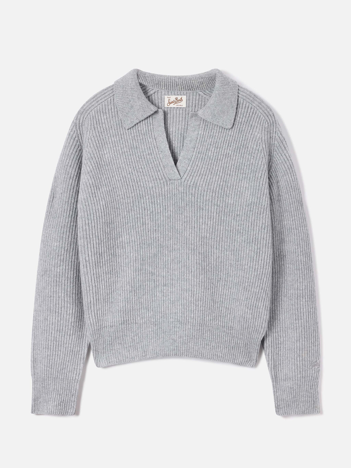 Polo de punto Grey Yaoni en lana con cuello 