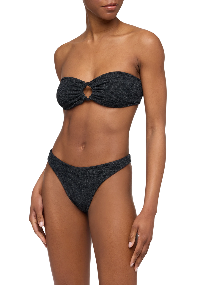 Bandeau bikini Yulia Elise in black crinkle lurex
