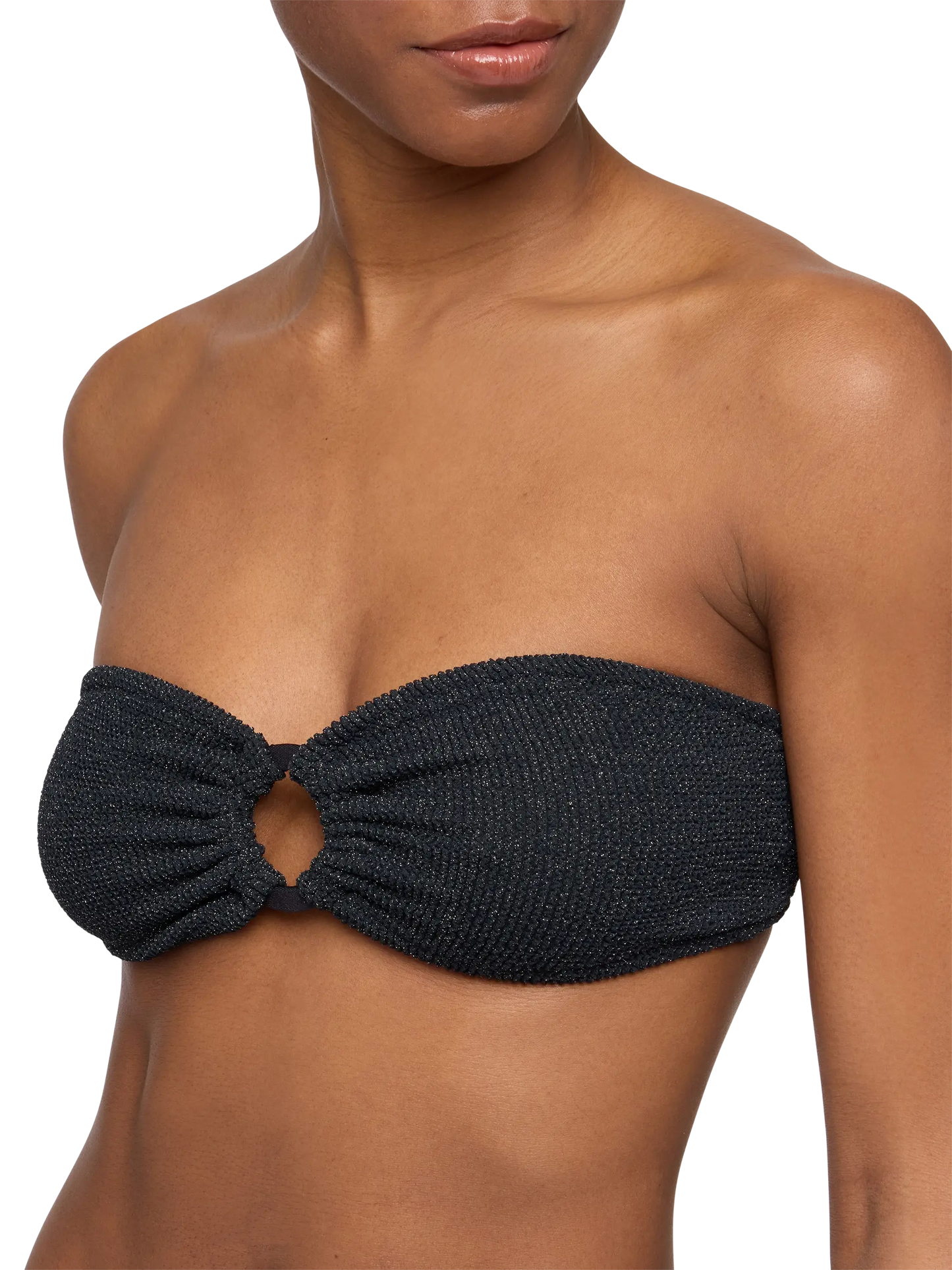Bandeau bikini Yulia Elise in black crinkle lurex