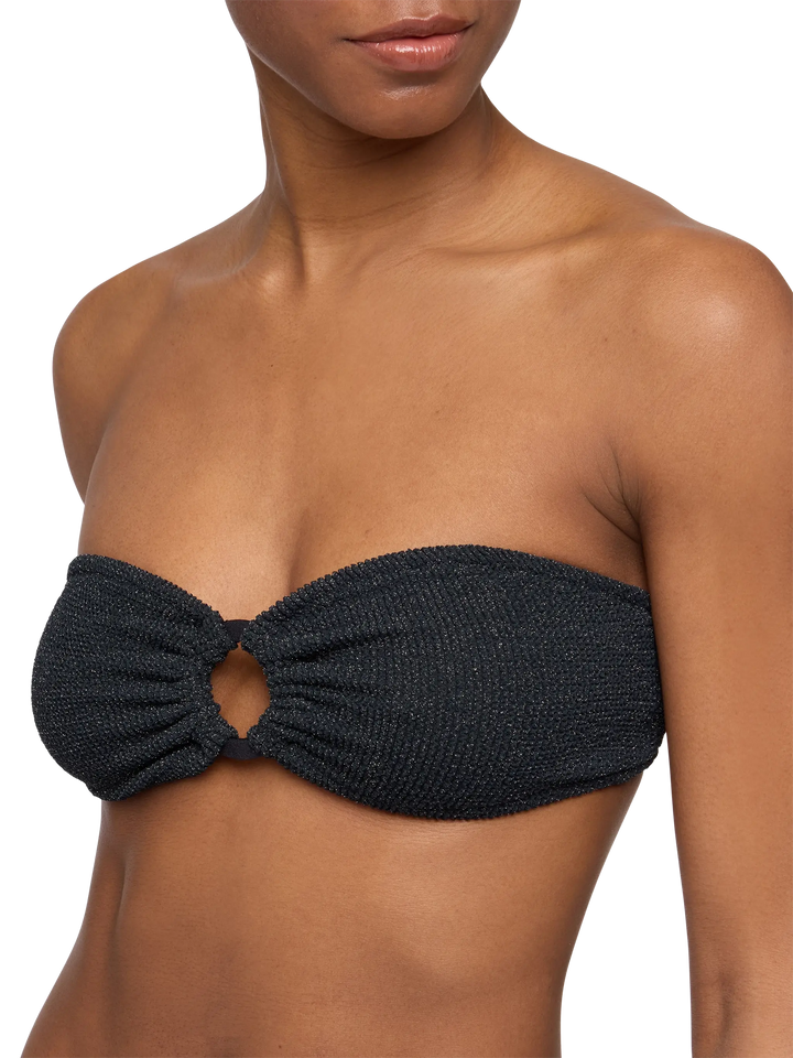 Bandeau bikini Yulia Elise in black crinkle lurex