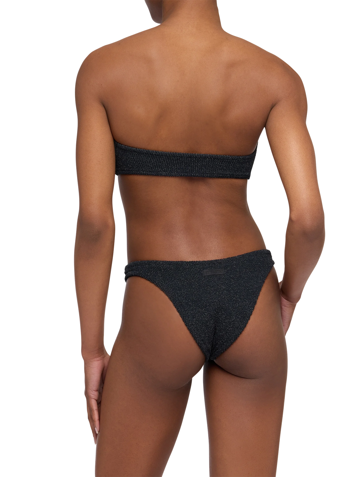 Bandeau bikini Yulia Elise in black crinkle lurex