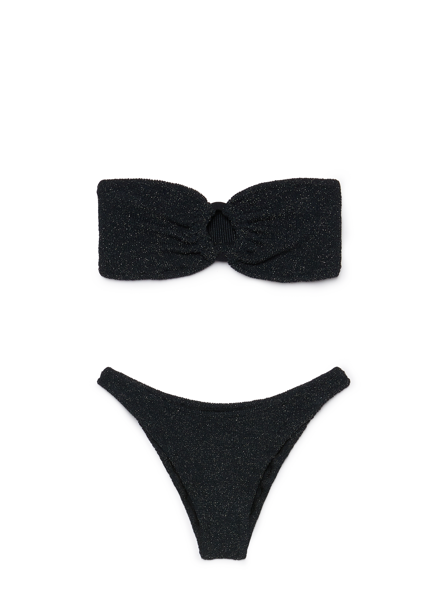 Bandeau bikini Yulia Elise in black crinkle lurex